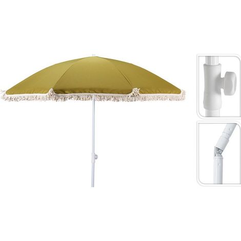 Parasol vert avec pompons, ø160 x 200 cm