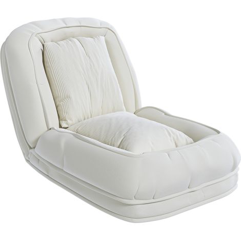 Canapé Lit pliable ergonomique 5 positions avec 2 coussins, mousse haute élasticité, revêtement en velours côtelé crème (1/5)
