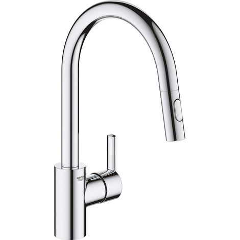 Robinet mitigeur de cuisine évier, Douchette extractible, Rotation 360°, Bec en U, Inverseur 2 jets, Installation et nettoyage facile, Chromé, 31486001 (1/5)