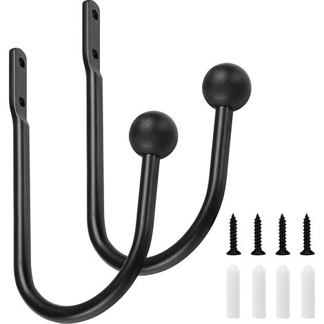 Lot de 2 embrasses de rideaux noires en métal pour rideaux en forme de U - Accessoires décoratifs pour chambre à coucher (1/5)
