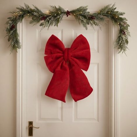 Large Traditional Red Velvet Decorative Bow (1/2)