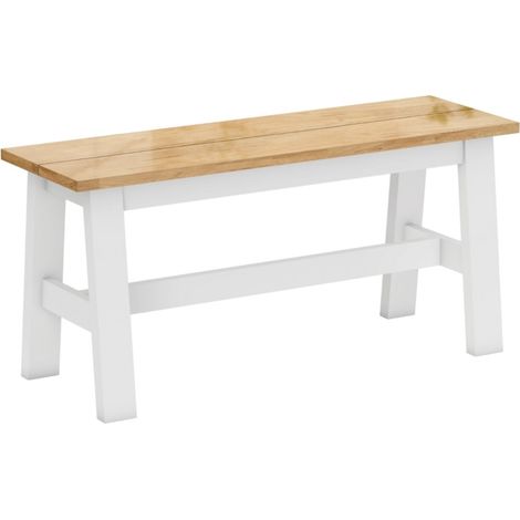Chaise de salle à manger style chêne blanc pour 2 personnes en bois de caoutchouc robuste avec barre transversale, idéale salon ou entrée (1/5)