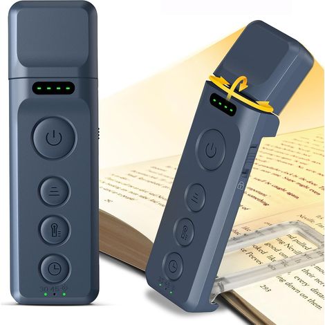 Lampe de Lecture Rechargeable, Lampe Lecture au Lit, 3 Couleurs Chaudes X 5 Réglages de Luminosité, Compacte et Durable, Cadeau pour les Liseuse Lampe de Lecture (Gris-bleu-Pro Max) (1/5)