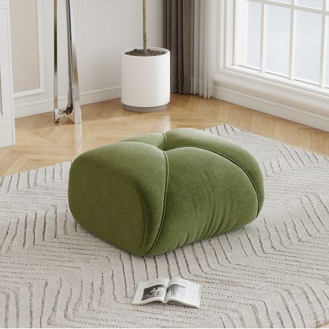 Pouf otomano in ciniglia verde 78 x 76 x 45 cm OKWISH (1/5)