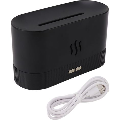 Diffuseur de flamme silencieux 180ml, arrêt automatique USB, diffuseur d'huiles essentielles avec LED 7 couleurs, noir pour chambre bureau (1/5)