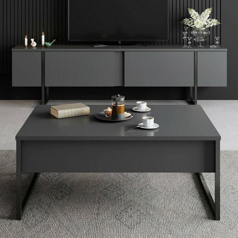 Conjunto de Muebles de Salón Mornasco, Modular, Apertura Abatible, 2 Puertas, Negro Antracita (1/4)