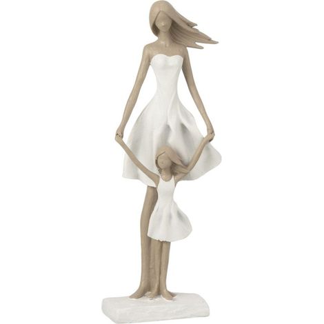 Statuette Déco "Yes I Do" 33cm Blanc & Taupe