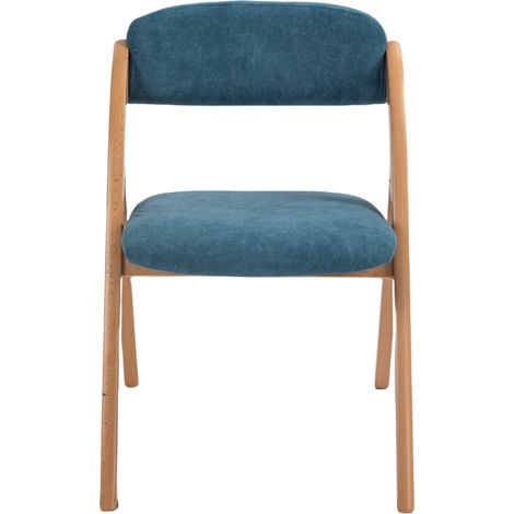 CHICFURN Sedia da pranzo pieghevole 79 x 52,5 x 60 cm in faggio blu, set da 2 (1/5)