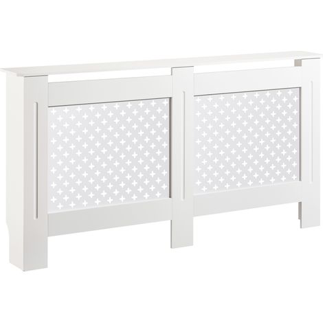 Toboli Heizkörperverkleidung weiß 152 x 19 x 82 cm, Heizkörperabdeckung aus MDF, Holzverkleidung für Heizkörper, Heizung stilvoll verkleiden