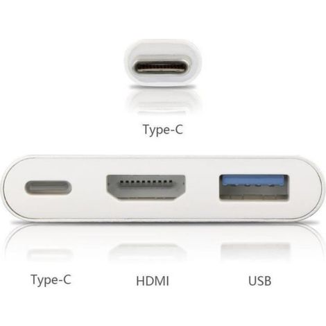 USB C hub USB-C Multiport Adaptateur AV numérique USB 3.1 Type-c vers HDMI & USB 3.0 Port Hub pour 12 Pouce Apple Nouveau (1/4)
