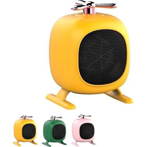 FENOPLASTICAMini radiateur portable sans pales pour intérieur, silencieux, protection contre la surchauffe, ventilateur de chauffage de bureau adapté pour le salon, la chambre et le bureau-Jaune (1/5)