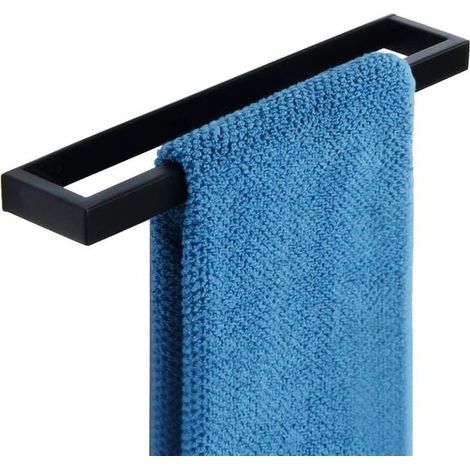 Toallero de baño, aro toallero negro, toallero sin taladro de acero inoxidable SUS304, toallero de pared para cocina y baño (1/5)