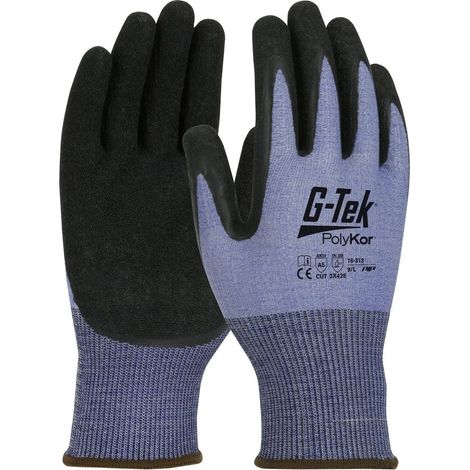 Gants de travail enduction LATEX crêpé G-TEK (lot de 12 paires) Bleu Noir 6.