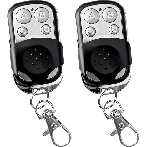Juego de 2 mandos a distancia universales de 433,92 MHz para puertas y garajes, copia de código fijo, 4 botones, compatibles con puertas correderas y coches. (1/5)