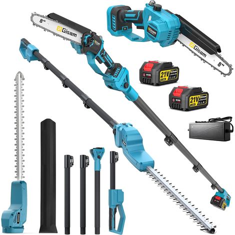 TronçOnneuse 8 Pouces Et Taille-Haie Sans Fil, Ensemble D'Outils De Jardinage 4-En-1, Avec 2 Batteries De 4,0 Ah, Rallonge Jusqu'à 4,2 M, Moteur Sans Balais, Taille-Haie éLectrique, Scie à Branches (1/5)