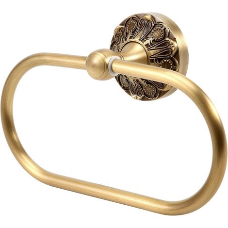 Anneau porte-serviettes antique en laiton vintage et bronze luxueux, porte-serviettes mural pour salle de bain, accessoire de salle de bain (1/5)