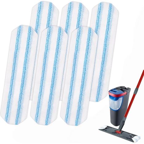 6 Pièces pour Vileda Recharge Serpillière, Balai Serpillere Microfibre Mop, Lavette Remplacement pour Vileda / O-Cedar H2Pro, Lavable en Machine et Réutilisable, Nettoyage de Tous Sols (1/5)