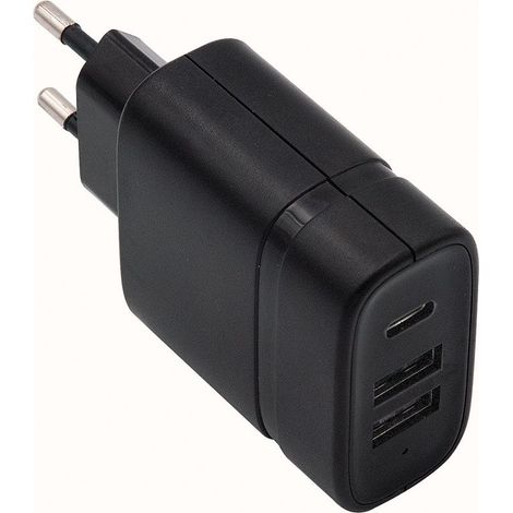 Alimentatore USB 5V 3A con 2 prese USB 2.0 tipo A e 1 presa USB 3.1 tipo C - Victory