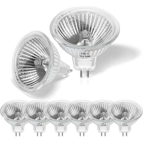 Pack de 8 Ampoule Halogene 50w 12v MR16,Spot Halogene GU5.3 Dimmable Blanc Chaud 2800K,2 Broches Ampoules Halogène Couvercle en Verre Pour Plafonnier,Pour Plafonnier, Eclairage Sur Rail Encastré (1/5)