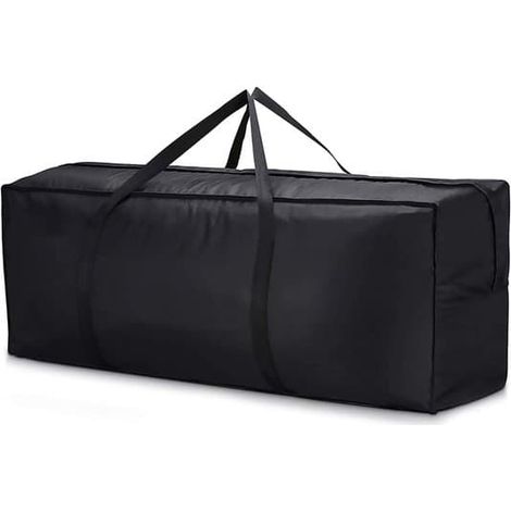Sac de rangement imperméable et résistant aux UV 600D pour coussins de mobilier de jardin, portable avec poignées et fermeture éclair, 122 x 38 x 51 cm, noir (1/5)