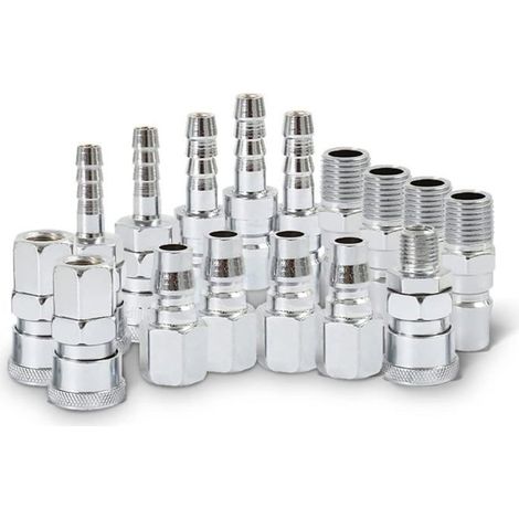Lot de 18 connecteurs de ligne d'air Euro Airline Compresseur Raccords 6,35 mm BSP Air Line Raccords de tuyau d'air raccords Outils (1/5)