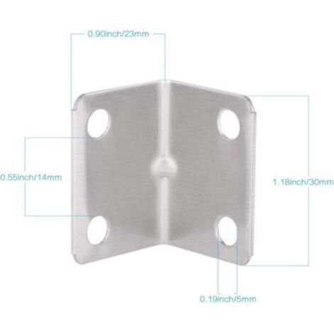 Lot de 100 équerres d'angle robustes en acier inoxydable à 90°, idéales pour la fixation de clôtures, tables et étagères en bois.