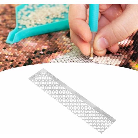 Grille de peinture diamant, moule à règle, règle en acier inoxydable, stylo à strass nano, règle à strass, règle à motif fleur de prunier, outils de peinture (1/5)