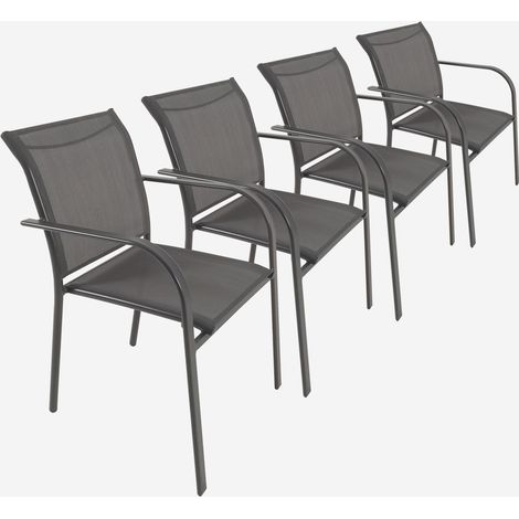 Silla de jardín de aluminio y textileno, set de 4 (1/5)