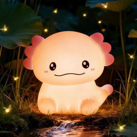 Veilleuse Axolotl LED, RGB Veilleuse Enfant, Lampe de Chevet en Silicone, Lampe de Table LED Tactile Rechargeable Axolotl, Cadeau pour Enfants Bébé Fille Garçon (1/5)