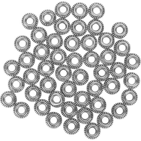 50 perles de cheveux en alliage de zinc, anneaux de décoration pour dreadlocks, barbe et bijoux DIY, accessoires argentés (1/5)