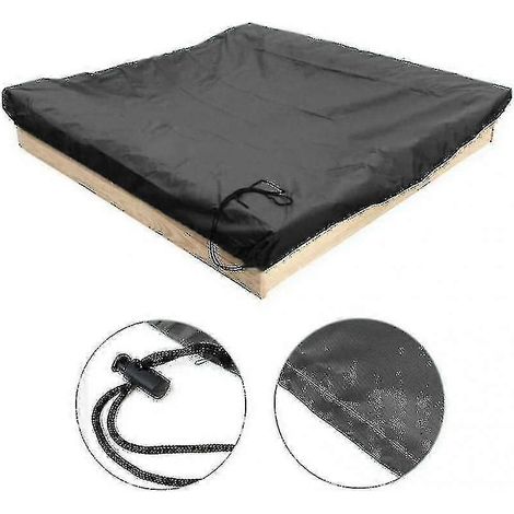 Bâche de bac à sable carrée avec cordon de serrage résistante à la poussière imperméable pour bac à sable et piscine - 180 x 180 cm - noire