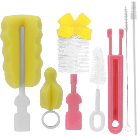 Ensemble de goupillons de nettoyage pour biberons et pailles de bébé (rose) (1/5)