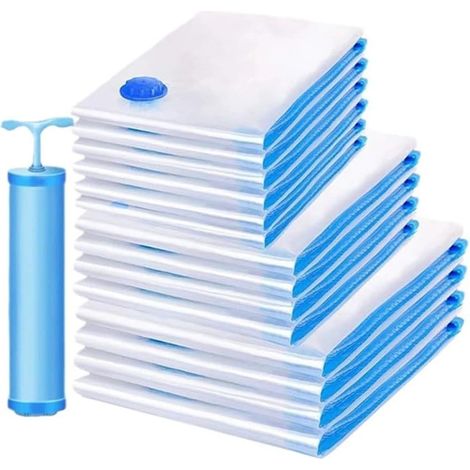 TrAdE Shop Traesio - Confezione 20pz Sacchetti Sottovuoto Per Vestiti Riutilizzabili Salvaspazio Con Pompa - (1/5)