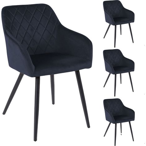 Lot de 4 chaises 59x56x82 cm en velours bleu marine - VELVET