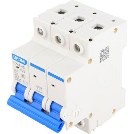 Disyuntor miniatura trifásico de 25 A y 400 V, protección contra corriente residual miniatura DZ47-63 C25, protección contra fugas -Crezuo