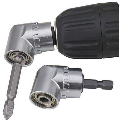 Tournevis Porte Adaptateur 105 Degrés Perceuses à Angle Droit Pilote et Adaptateur Renvoi d'angle pour Visseuse Hexagonal 1/4 '' Accessoires pour Tournevis, 6,35MM (1/5)