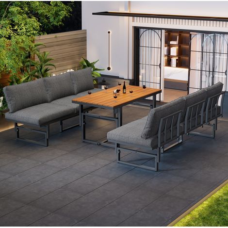 Sofa Sitzmöbel verstellbar Eisengestell Akazienholz HAVRYA (1/4)