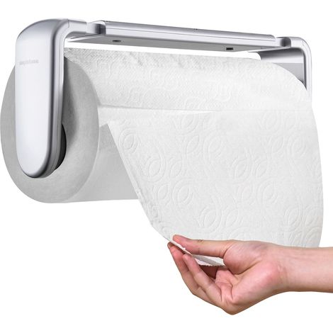 Supports pour Papier Essuie-Tout Montage sous Armoire Ou Mural Fonctionnement À Une Main Bras De Tension Porte-Rouleau De Cuisine Argenté pour Un Rouleau de 24-28cm/9.4-11inches (1/5)