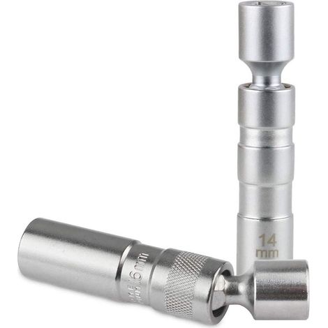 2 llaves de vaso magnéticas giratorias para bujías de 14 mm/16 mm, llave para bujías de coche de doce puntas de 3/8" con diseño giratorio (material CR-V) (1/5)
