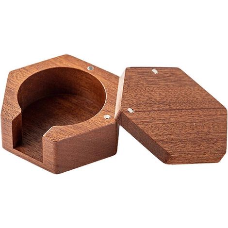Support rond en bois de sapelli pour espresso, base de rangement pour papier filtre en bois massif, 58/53/51 mm, universel (1/5)