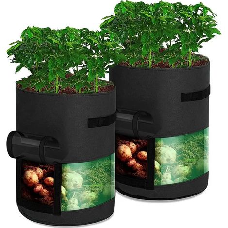 2 pièces Pot de Plantation Respirant 10 Gallons – pour Légumes, Fraises, Pommes de Terre – Sac Durable 35 cm x 45 cm