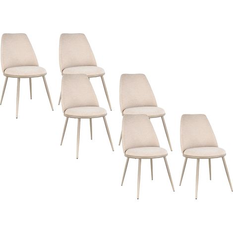 Lot de 6 chaises en tissu texturé et métal - Beige - NEBINA (1/5)