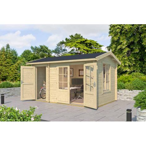 Wrexham 1-Log Cabin, Wooden Garden Room, Timber Summerhouse, Home Office - L430 x W288.1 x H250.8 cm