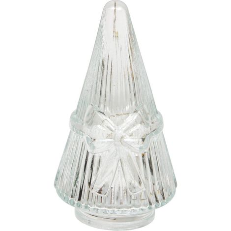 Albero di natale illuminato con fiocco in vetro, 5 led, altezza 11 cm, alimentato a batterie - Atmosphera créateur d'intérieur (1/5)