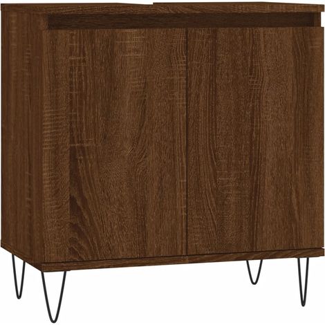 Meuble de Rangement Toilette,Armoire de bain chêne marron 58x33x60 cm bois d'ingénierie -18780 (1/5)