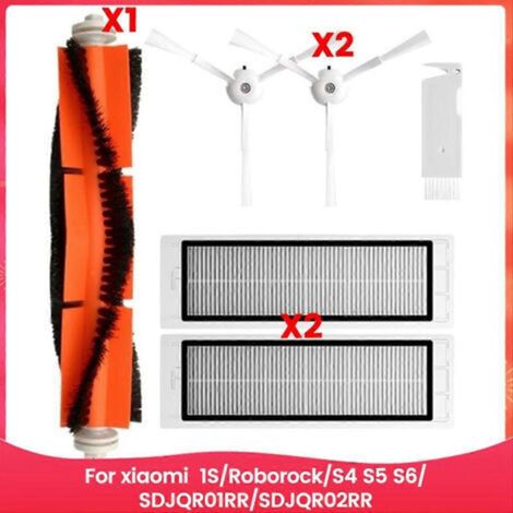 Pièces de rechange pour aspirateurs Xiaomi 1S, Roborock S4, S5 et S6, SDJQR01RR et SDJQR02RR : brosse latérale principale et filtre HEPA