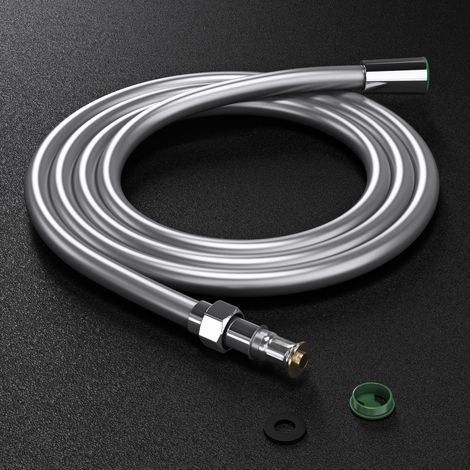 doporro Flexible de Douche 2.0m Tuyau Lisse 200cm Flexible Gris 2M pour Douchette Pommeau de Douche