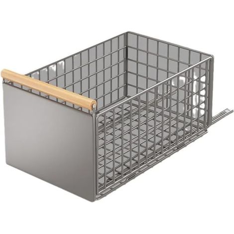 Küchenschublade 39,5 x 23,5 x 19,5 cm – Metall-Schrankorganizer mit Auszugsschienen und Holzgriff – Bohrfreie Auszugslösung für Speisekammer und Spüle (1/5)