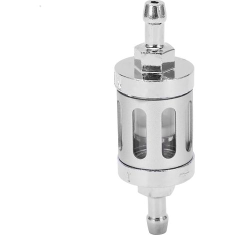 Filtre à carburant avec couvercle en alliage d'aluminium et verre de remplacement pour voitures, quads, SUV, motos et pit bikes (argenté) (1/5)