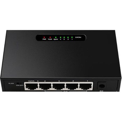 Switch Gigabit PoE 5 ports avec alimentation non administrable, fonction VLAN, 52 V, 1,25 A, 1000 Mbps, prise UE (1/5)